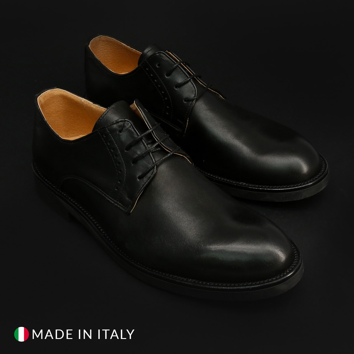 Pantofi siret Duca Di Morrone ST600_PELLE Negru