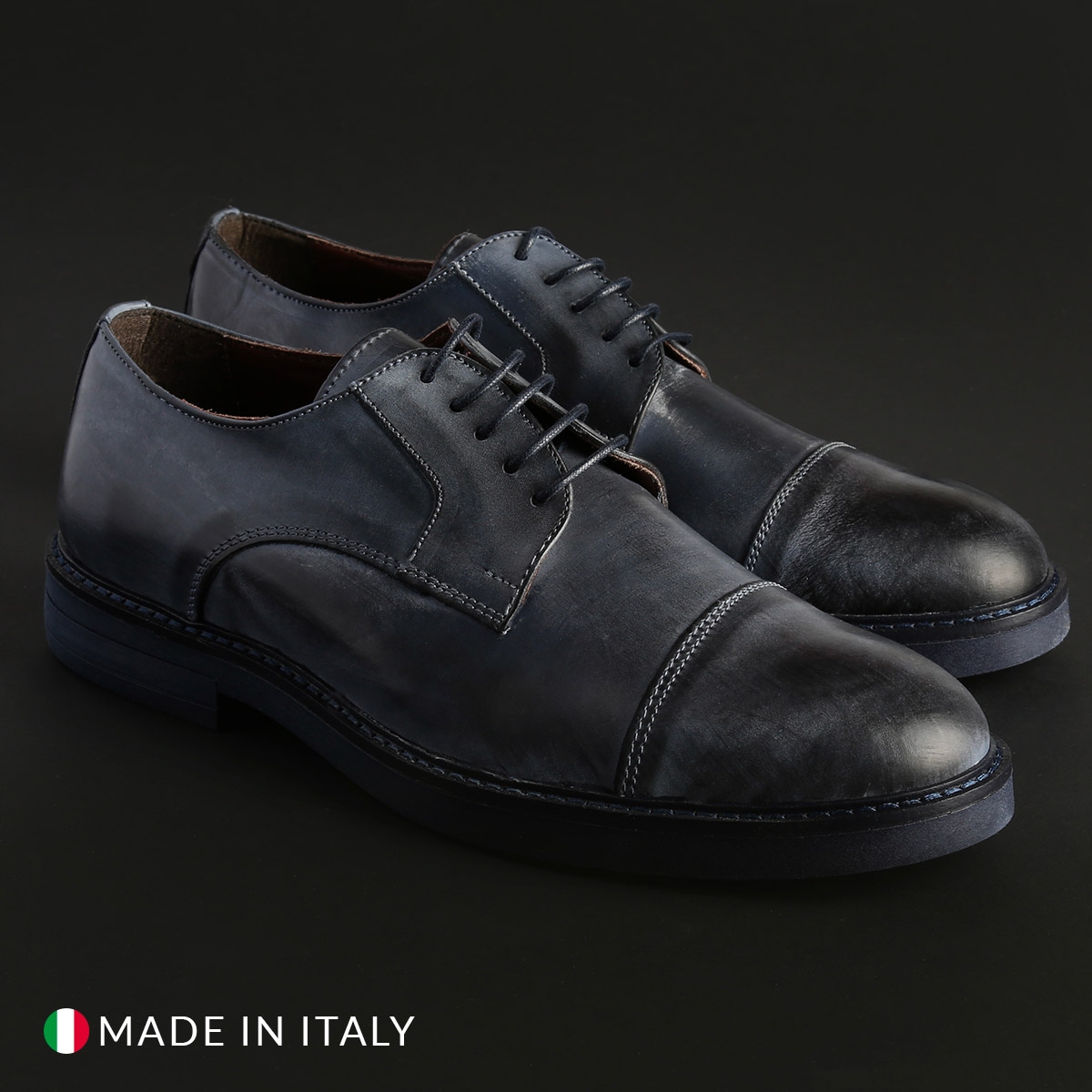 Pantofi siret Duca Di Morrone CL605_PELLE Albastru