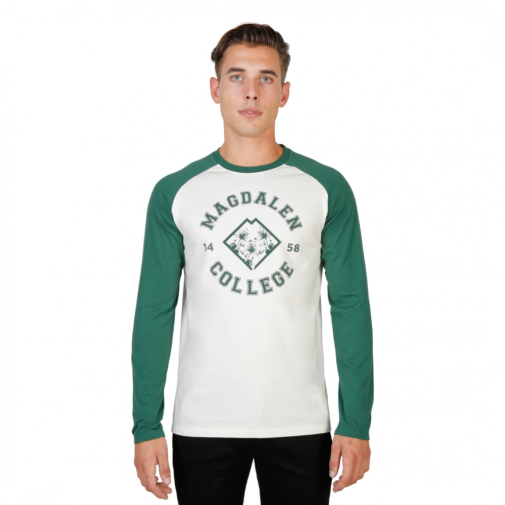 Tricouri Oxford University MAGDALEN-RAGLAN-ML Verde